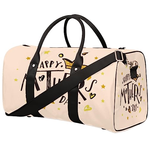 Happy Mother Day With Crown Travel Duffel Bag Faltbare Sport Tote Gym Bag Weekender Bag Workout Tasche Über Nacht Schultertasche Handgepäck Griff Tasche für Frauen Herren, metallisch von meathur