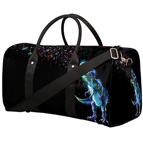 Leuchtender Dinosaurier Reise Duffel Bag Faltbare Sport Tote Gym Bag Weekender Bag Workout Tasche Über Nacht Schultertasche Handgepäck Griff Tasche für Frauen Männer, metallisch von meathur