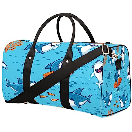 Marine Animal Sharks Travel Duffel Bag Faltbare Sport Tote Gym Bag Weekender Bag Workout Tasche Über Nacht Schultertasche Handgepäck Griff Tasche für Frauen Männer, metallisch von meathur