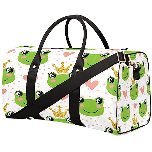 Nahtlose Reisetasche mit Frosch-Muster, faltbar, Sporttasche, Turnbeutel, Wochenendtasche, Workout-Tasche, Übernachtung, Umhängetasche, Handgepäck, Grifftasche für Damen und Herren, metallisch von meathur