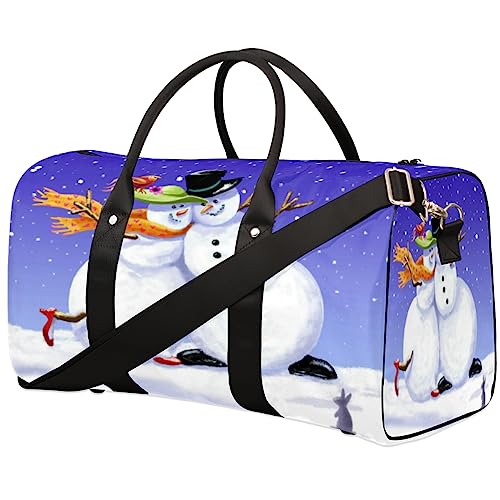 Neujahr Schneemann Reise Duffel Bag Faltbare Sport Tote Gym Bag Weekender Bag Workout Tasche Über Nacht Umhängetasche Handgepäck Tasche für Frauen Herren, metallisch von meathur