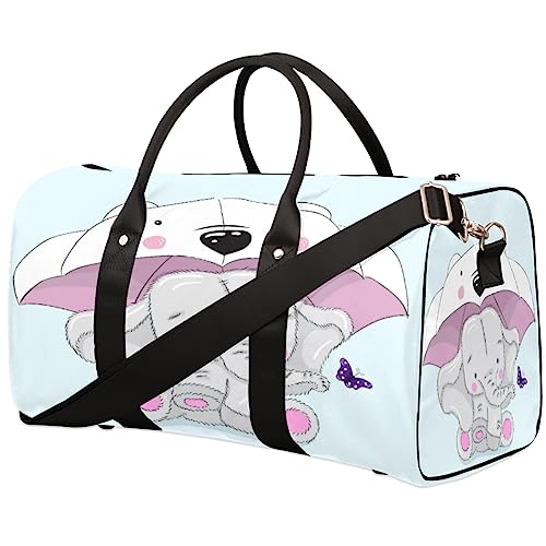 Niedlicher Elefant Cartoon Reise Duffel Bag Faltbare Sport Tote Gym Bag Weekender Bag Workout Tasche Über Nacht Schultertasche Handgepäck Griff Tasche für Frauen Herren, metallisch von meathur