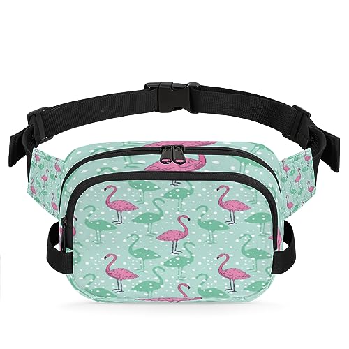 Niedlicher Vogel Aniaml Flamingo Gürteltasche für Damen Mann, modische Crossbody Fanny Packs mit verstellbarem Riemen Hüfttasche Pack Bum Hip Bag für Reisen Wandern Radfahren Laufen, metallisch von meathur