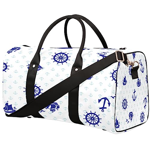 Ocean Sea Nautischer Anker Reisetasche Faltbare Sporttasche Turnbeutel Weekender Tasche Workout Tasche Übernachtung Schultertasche Handgepäck Griff Tasche für Frauen Herren, metallisch von meathur