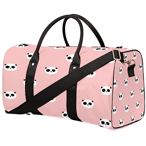 Panda Head Rosa Hintergrund Reise Duffel Bag Faltbare Sport Tote Gym Bag Weekender Bag Workout Tasche Über Nacht Schultertasche Handgepäck Griff Tasche für Frauen Männer, metallisch von meathur