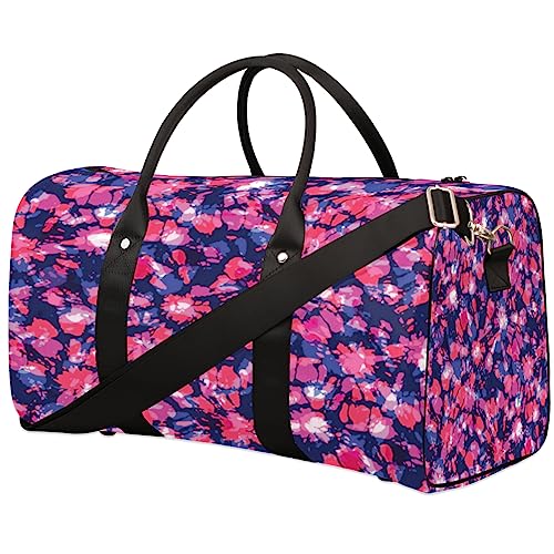 Reisetasche mit Batik-Design, faltbar, Sporttasche, Turnbeutel, Wochenendtasche, Workout-Tasche, Übernachtung, Schultertasche, Handgepäck, Grifftasche für Damen und Herren, Blau und Hot Pink, metallisch von meathur