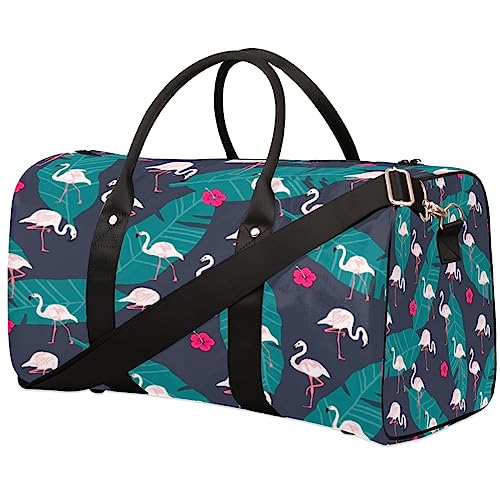 Sommer Tropical Flamingo Muster Reise Duffel Bag Faltbare Sport Tote Gym Bag Weekender Bag Workout Tasche Über Nacht Schultertasche Handgepäck Griff Tasche für Frauen Herren, metallisch von meathur