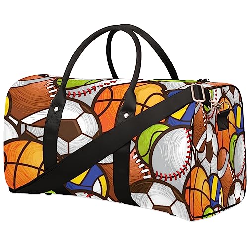 Sport Ball Nahtlose Muster Reise Duffel Bag Faltbare Sport Tote Gym Bag Weekender Bag Workout Tasche Über Nacht Schultertasche Handgepäck Griff Tasche für Frauen Männer, metallisch von meathur