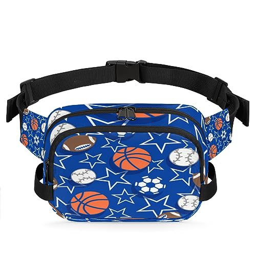 Sport Balls Pattern Basketball Belt Bag Fanny Pack for Women Man, Fashion Crossbody Fanny Packs with Adjustable Strap Waist Pouch Pack Bum Hip Bag for Travel Hiking Cycling Running, metallisch von meathur