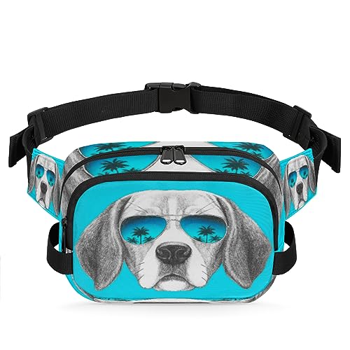 Summer Animal Dog Palm Belt Bag Fanny Pack for Women Man, Fashion Crossbody Fanny Packs with Adjustable Strap Waist Pouch Pack Bum Hip Bag for Travel Hiking Cycling Running, metallisch von meathur