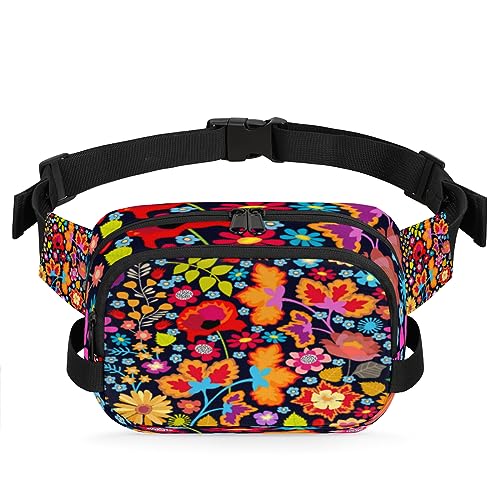 Sunflower Daisy Poppy Flower Belt Bag Fanny Pack for Women Man, Fashion Crossbody Fanny Packs with Adjustable Strap Waist Pouch Pack Bum Hip Bag for Travel Hiking Cycling Running, metallisch von meathur