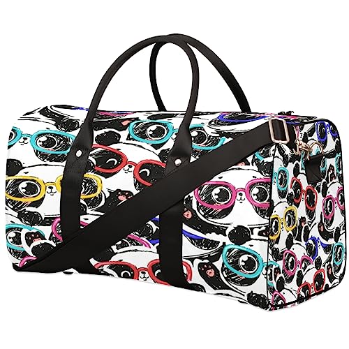 Tier Panda Reise Duffel Bag Faltbare Sport Tote Gym Bag Weekender Bag Workout Tasche Über Nacht Schultertasche Handgepäck Griff Tasche für Frauen Männer, metallisch von meathur