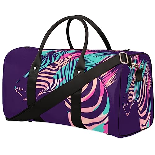 Tropisches Tier Zebra Reise Duffel Bag Faltbare Sport Tote Gym Bag Weekender Bag Workout Tasche Über Nacht Schultertasche Handgepäck Griff Tasche für Frauen Männer, metallisch von meathur