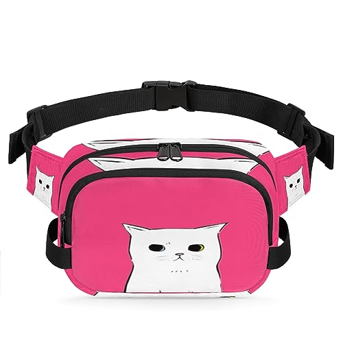 Unhappy Cat Belt Bag Fanny Pack for Women Man, Fashion Crossbody Fanny Packs with Adjustable Strap Waist Pouch Pack Bum Hip Bag for Travel Hiking Cycling Running, metallisch von meathur