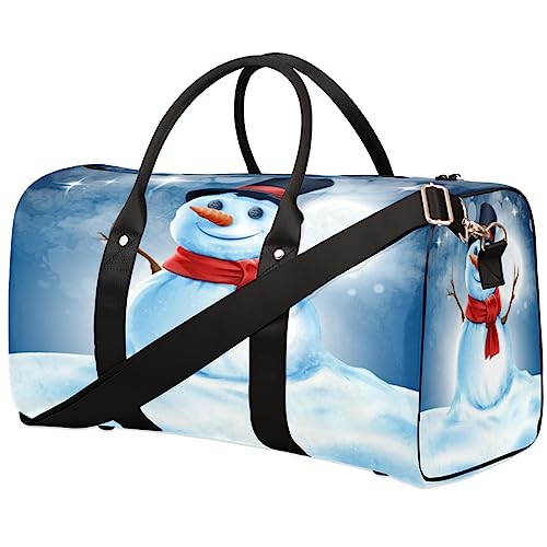 Weihnachten Neujahr Schneemann Reise Duffel Tasche Faltbare Sport Tote Gym Bag Weekender Bag Workout Tasche Über Nacht Schultertasche Handgepäck Griff Tasche für Frauen Herren, metallisch von meathur