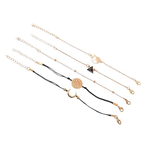Karma AB1023 Damen Armband-Set Schwarz Gold modern 5tlg. Sommerschmuck Damenarmband Boho verstellbar modern Geschenkidee Frauen Accessoire von meberg
