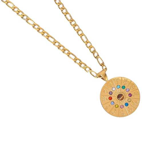 Karma NH10586903 Halskette Sternzeichen Anhänger Gold Edelstahl vergoldet Zirkon Schmuck 50 cm Kette Damenhalskette modern Sternzeichenkette Damen Edelstahlkette von meberg