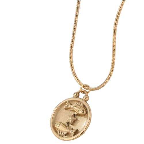 Karma NH10645381 Halskette Sternzeichen Anhänger Gold Edelstahl Schmuck 40 cm Kette Damenhalskette modern Sternzeichenkette Damen Edelstahlkette (Fische) von meberg