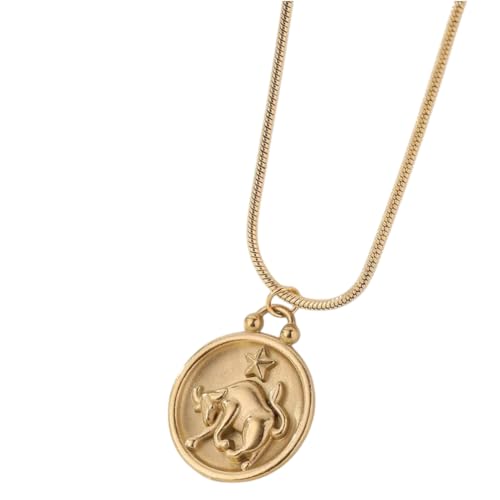 Karma NH10645381 Halskette Sternzeichen Anhänger Gold Edelstahl Schmuck 40 cm Kette Damenhalskette modern Sternzeichenkette Damen Edelstahlkette (Stier) von meberg