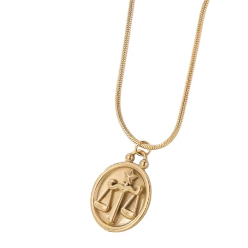 Karma NH10645381 Halskette Sternzeichen Anhänger Gold Edelstahl Schmuck 40 cm Kette Damenhalskette modern Sternzeichenkette Damen Edelstahlkette (Waage) von meberg