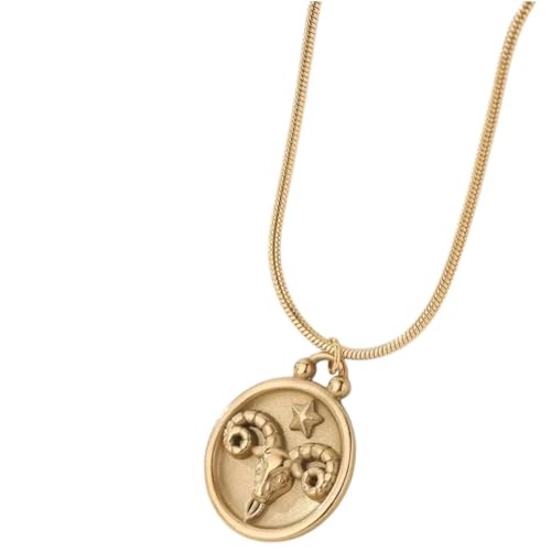 Karma NH10645381 Halskette Sternzeichen Anhänger Gold Edelstahl Schmuck 40 cm Kette Damenhalskette modern Sternzeichenkette Damen Edelstahlkette (Widder) von meberg