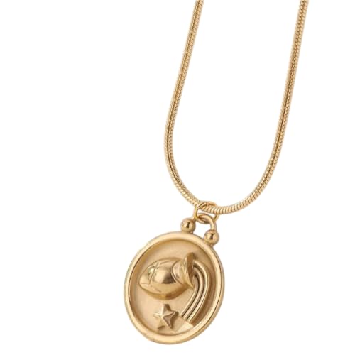 Karma NH10645381 Halskette Sternzeichen Wassermann Anhänger Gold Edelstahl Schmuck 40 cm Kette Damenhalskette modern Sternzeichenkette Damen Edelstahlkette (Wassermann) von meberg