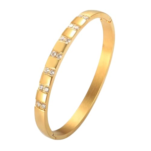 Karma NH10796876 Armreif Damen Gold Titanstahl Kristalle modernes Design Modeschmuck modern elegant Geschenkidee Damenschmuck Damenarmreif (Gold) von meberg