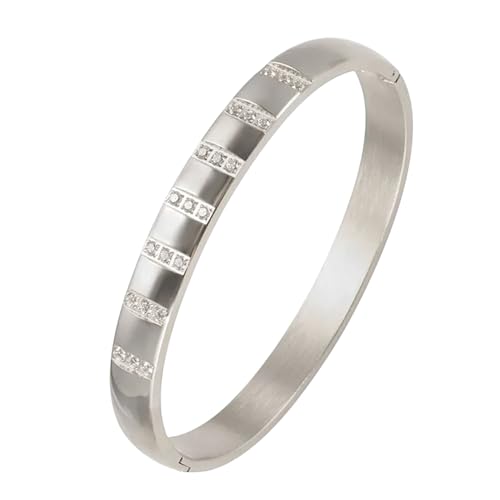Karma NH10796876 Armreif Damen Titanstahl Kristalle modernes Design Modeschmuck modern elegant Geschenkidee Damenschmuck Damenarmreif (Silber) von meberg