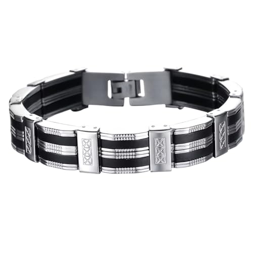 Karma NH10823368 Herren Armband Edelstahl Silikon Silber Schwarz Edelstahlarmband Herrenschmuck Männerarmband modern Schmuck für Männer Karma NH10823368 Herren Armband Edelstahl Silikon Silber Schwarz Edelstahlarmband Herrenschmuck Männerarmband modern Schmuck für Männer von meberg