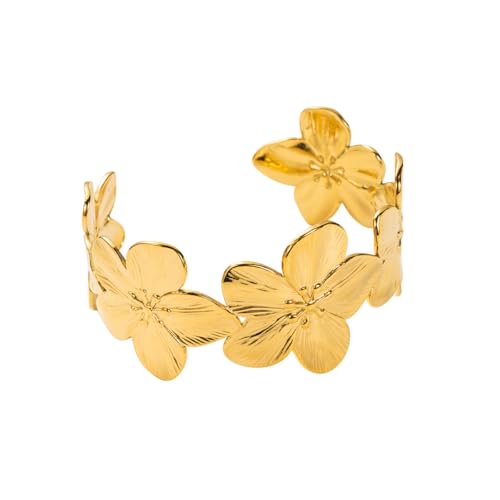 Karma NH10825481 Armreif Damen Gold Blume Legierung modernes Design Modeschmuck modern elegant Geschenkidee Damenschmuck Damenarmreif (Blume) von meberg