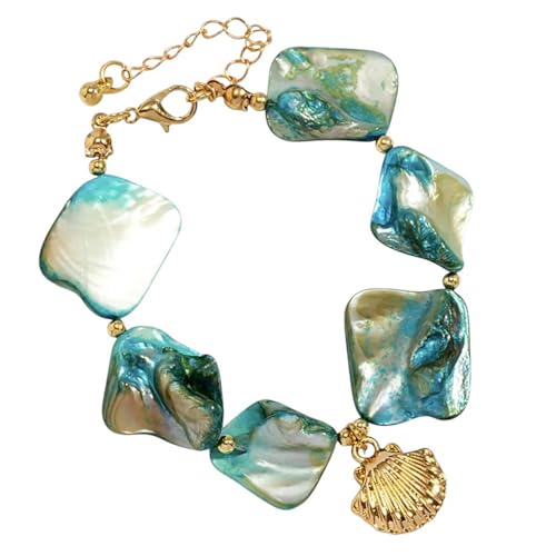 Karma NH10858053 Damenarmband Kunstperlen Groß Legierung Orangde od. Blau Sommer Schmuck Damen Armband modern bunt Perlenarmband (Blau) von meberg