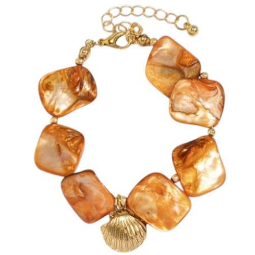 Karma NH10858053 Damenarmband Kunstperlen Groß Legierung Orange Sommer Schmuck Damen Armband modern bunt Perlenarmband (Orange) von meberg