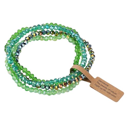 Karma NH11001764 Damenarmband Glasperlen 4er Set Grün filigranes Design modern Armband Damen Geschenk für sie Armbandset Perlenarmband (Grün) von meberg