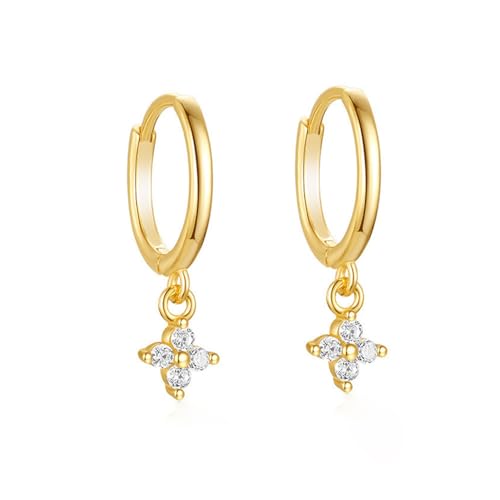 Karma NH11109527 Ohrringe Blumen Edelstahl Gold Zirkon 1,4 cm Durchmesser Damenohrringe Ohrschmuck Kreolen Damenschmuck Damencreolen von meberg