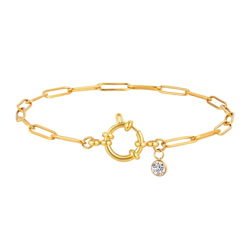 Karma NH11192818 Fußkettchen Kristall Gold 25 cm modern filigrane Fusskette Edelstahl vergoldet Fußschmuck Urlaub Strand Abendmode Accessoires von meberg