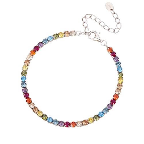 Karma NH11253231 Damen Tennisarmband filigran Silber925 modern bunt Armkettchen Karabinerverschluss Schmuck für Frauen hochwertiges Damenarmband Damenschmuck von meberg