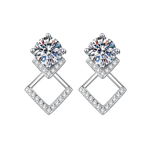 Karma NH11280011 Ohrstecker Silber925 rhodiniert Damen mit Moissanit 1,8 cm zertifiziert & mit Schmuckbox eleganter Ohrschmuck für Frauen Ohrringe von meberg