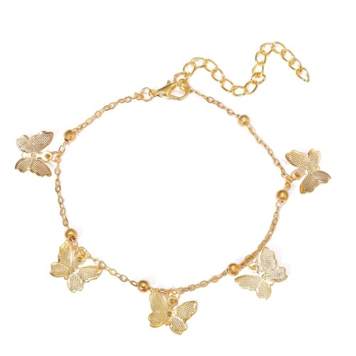Karma NHPJ248564 Fußkettchen Schmetterlinge Gold 22 cm modern filigrane Fusskette Legierung Fußschmuck Urlaub Strand Abendmode Accessoires von meberg