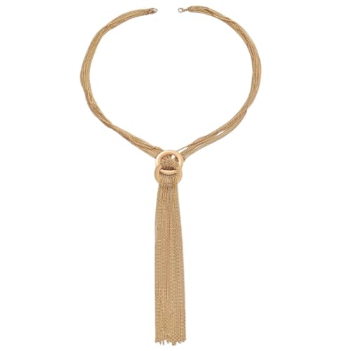 meberg Karma NH10792600 Lange Halskette Damen Gold Edelstahl Statementkette verstellbar Modeschmuck Pulloverkette Frauen elegant & trendig (Gold) von meberg