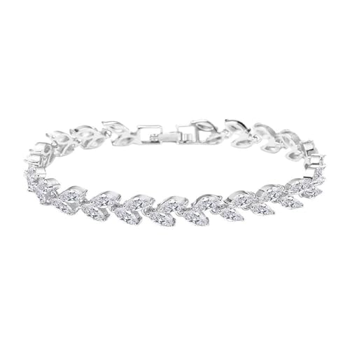 meberg Karma NH10865126 Tennisarmband Damen Zirkon Armband verstellbar Silber weißvergoldet Armkettchen mit Karabinerverschluss zierlich, filigran & elegant (Silber) von meberg