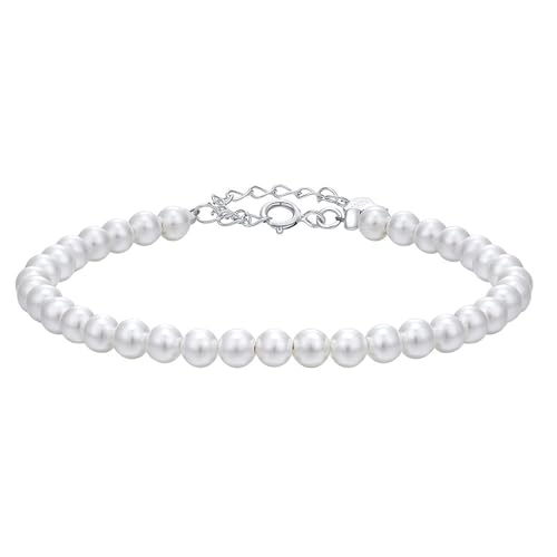 meberg Karma NH10957417 Damen Armband Zuchtperlen Weiß Silber Perlen elegantes Schmuckstück Silber925 Perlenarmband zeitloses Design Damenarmband verstellbar von meberg