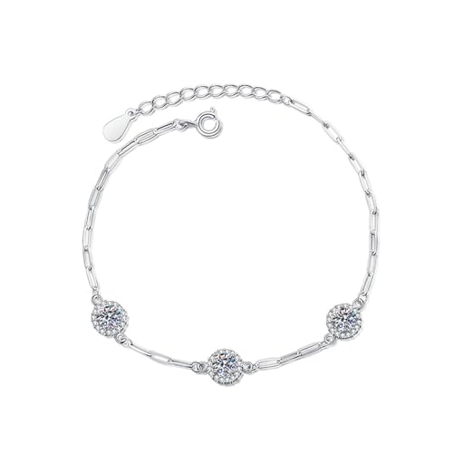 meberg Karma NH11282153 Armband Damen Moissanite Armband Silber925 Damenarmband 15 cm verstellbar Kristallarmband Silber in Geschenkbox Geschenk für Sie von meberg
