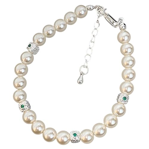 meberg Karma NH11307982 Damen Armband Kunstperlen Silber Weiß Legierung 17 cm elegantes Schmuckstück Perlenarmband zeitloses Design Damenarmband verstellbar von meberg