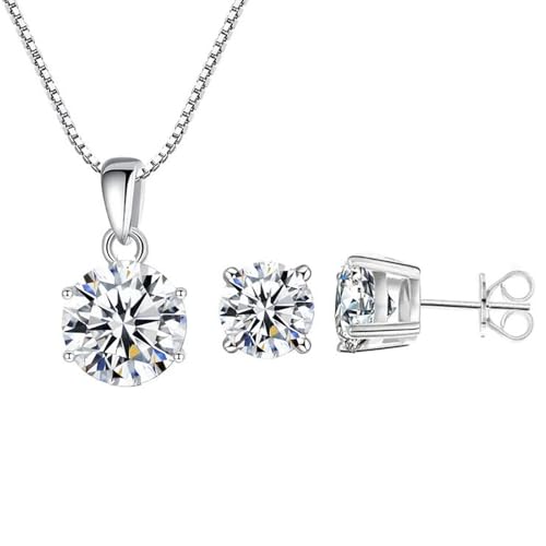 meberg Karma SS3003 Schmuckset Zirkon Damen Silber925 Halskette 40 cm Karabinerverschluss Ohrstecker eleganter Schmuck Edelsteinschmuck von meberg