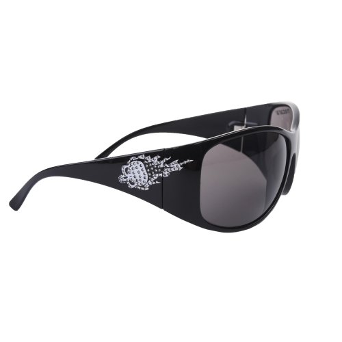 Designerbrille Black Scully mit Strassbesatz flammender Totenkopf von mecara von mecara