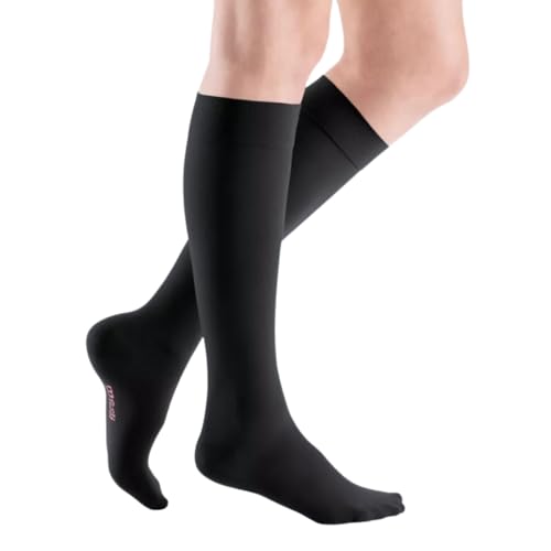 medi mediven elegance - 0240512 Knielange Damen Kompressionsstrümpfe mit geschlossener Spitze | CCL2 | ohne Haftband | schwarz | Gr. II normal von medi