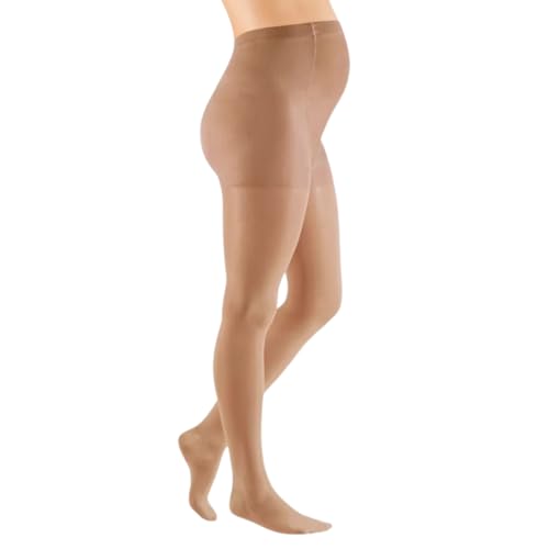 medi mediven elegance Kompressionshose Umstandshose Schwangerschaft | CCL2 | Beige | Größe: III | Beige | Offene Spitze | Normal | Ohne Haftband von medi