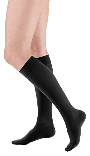 medi mediven plus Kompressions Kniestrümpfe Unisex | Medizinische Kompressionsstrümpfe CCL2 für Damen und Herren | Schwarz | Größe VII | geschl. Spitze | normal von medi