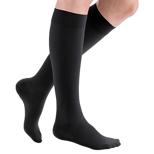 medi mediven plus Kompressions Kniestrümpfe Unisex - Medizinische Kompressionsstrümpfe CCL2 für Damen und Herren - Schwarz - Größe IV - geschl. Spitze - normal von medi