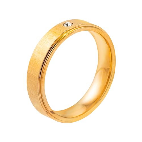 meditoys · Ring aus Edelstahl für Damen · Edelstahlring in rosegold mit eismattierter Oberfläche und einem Kristallstein · Breite 4,5mm von meditoys